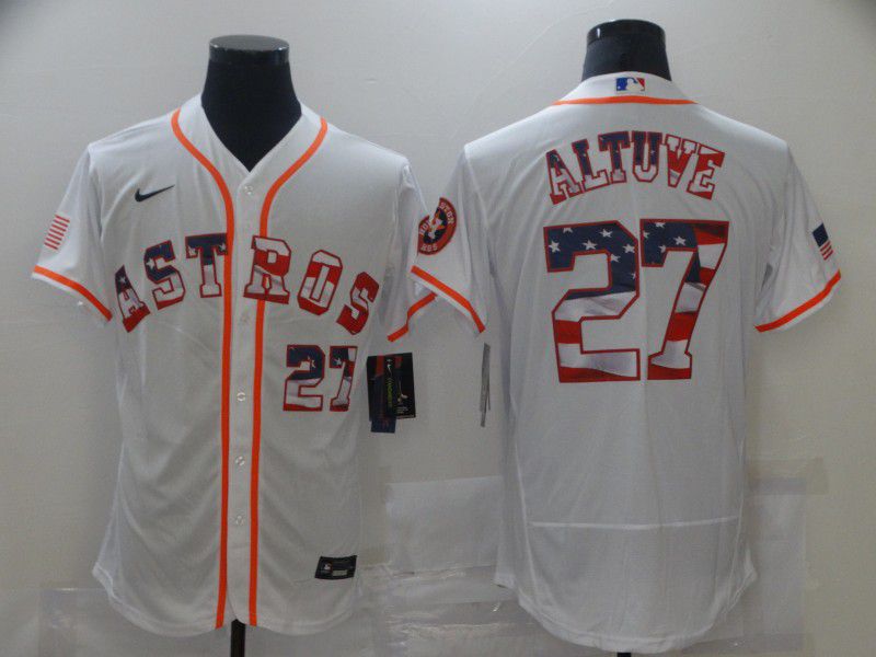 Men Houston Astros #27 Altuve White USA Flag Limited Edition Elite Nike 2021 MLB Jersey